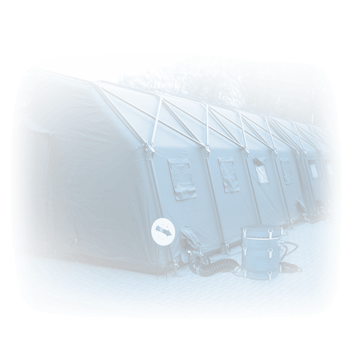 an isolated tent uses a compact, heavy-duty, and high-performance ventilation / filtration system