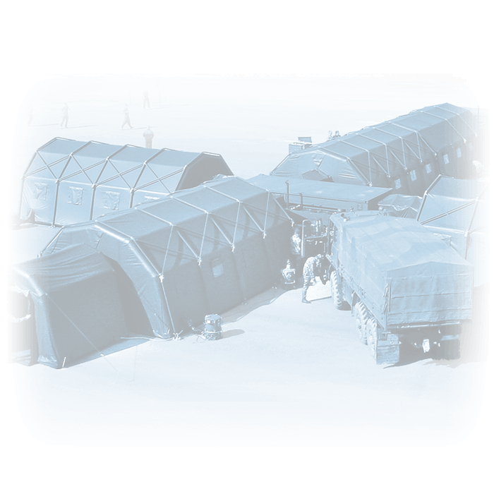 a rapid deployment tents center using air filtration systems