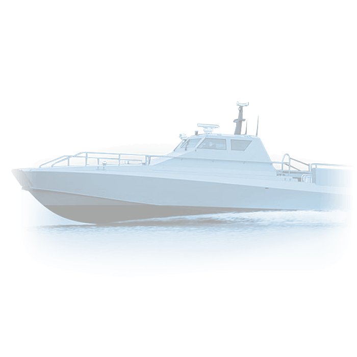 A military boat equiped with NBC/CBRN protection system