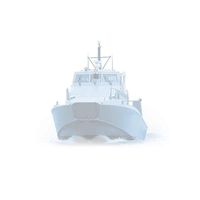 Front view of an protected military Watercat ship uses NBC/CBRN protection system